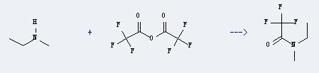 N-Ethylmethylamine can react with trifluoroacetic acid anhydride to produce N-ethyl-N-methyltrifluoroacetamide